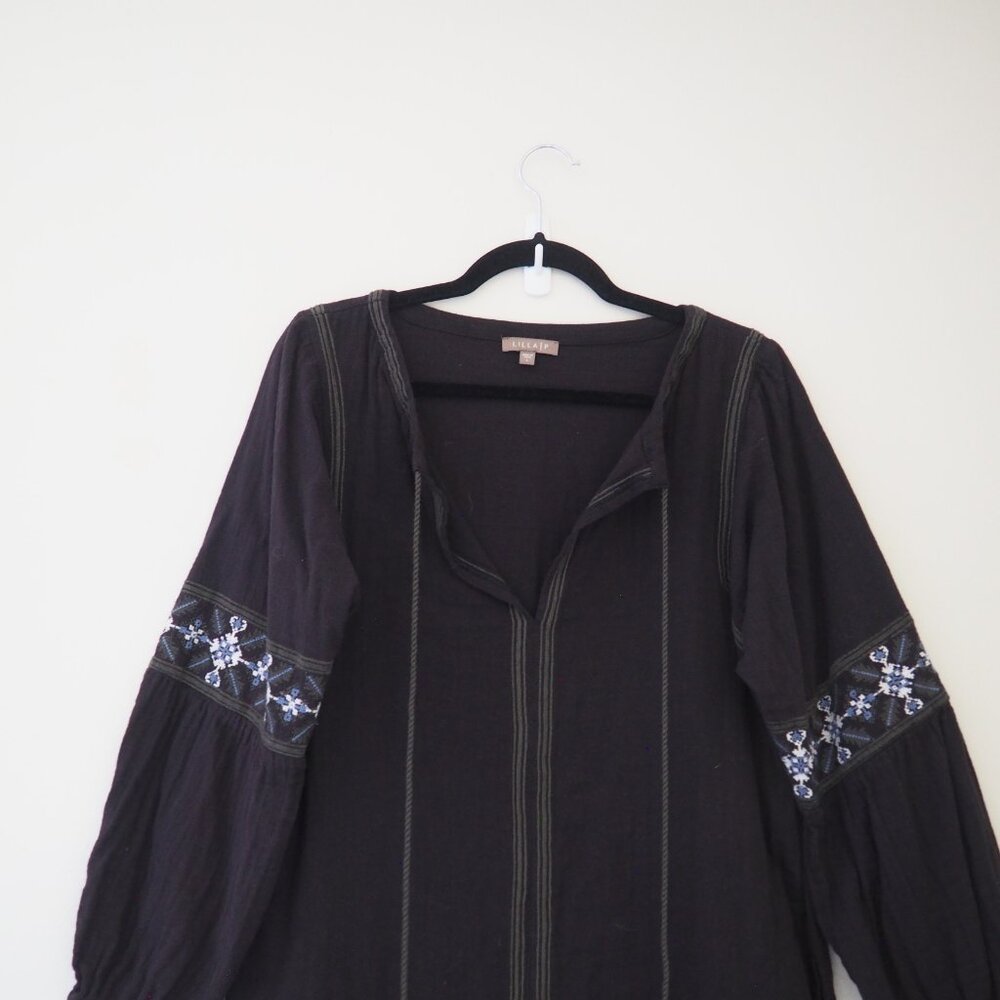 ! Lilla P Embroidered Gauze Long Sleeve Dress sz L - Picture 5 of 9